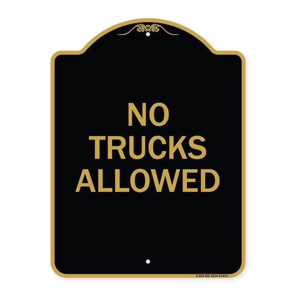 Signmission Parking Lot Sign No Trucks Allowed, Black & Gold Aluminum Sign, 18" x 24", BG-1824-23419 A-DES-BG-1824-23419 - main